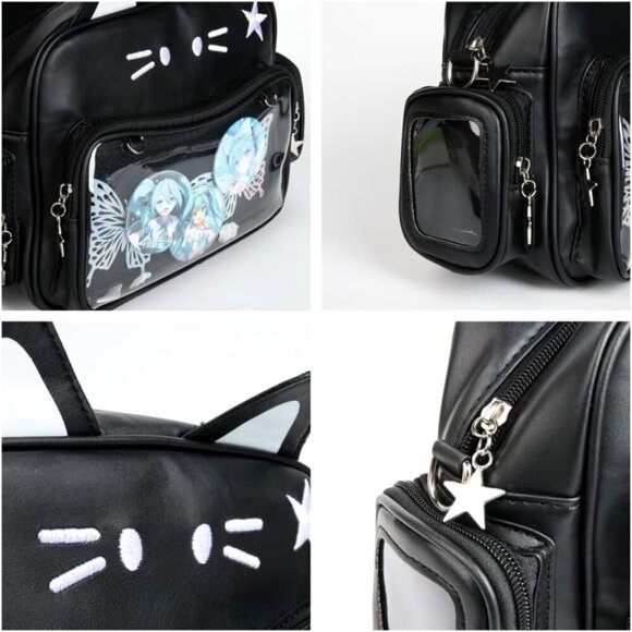 Kawaii Cat Ita Backpack PU Shoulder Crossbody for School Anime Cosplay Girls main image 4